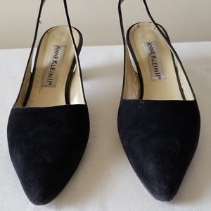Anne Klein II Dina Suede Sling Back Pumps Black